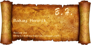 Bakay Henrik névjegykártya